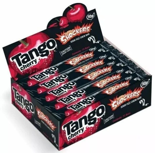 PACK OF 72 TANGO CHERRY SHOCKERS SOUR FIZZ CHEW BARS HALAL/VEGAN