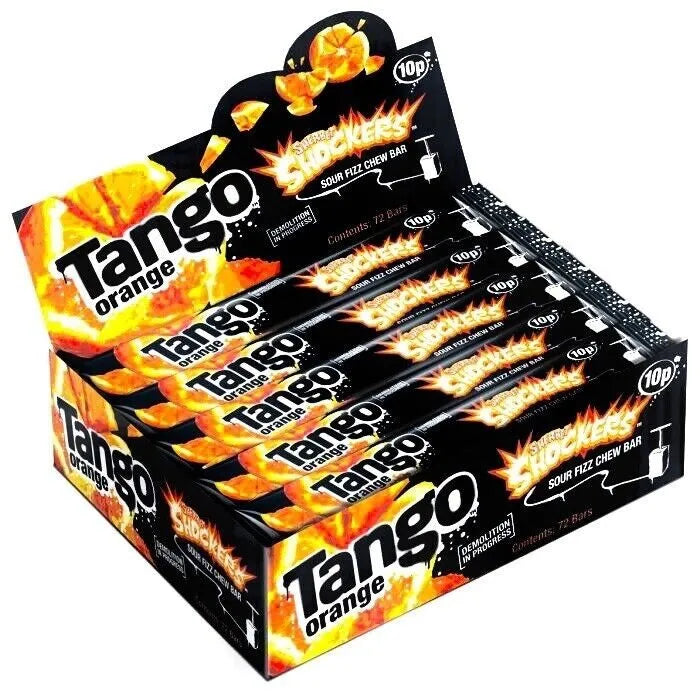 PACK OF 72 TANGO ORANGE SHOCKERS SOUR FIZZ CHEW BARS HALAL/VEGAN