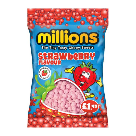 PACK OF 12 HALAL MILLIONS TINY TASTY SWEETS STRAWBERRY FLAVOUR