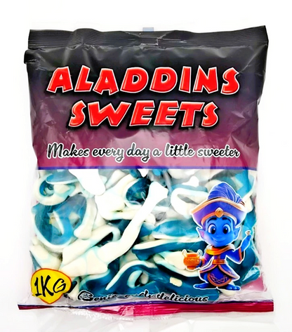 1kg Large Blue Jelly Sharks Bag - Halal |Aladdins Sweets