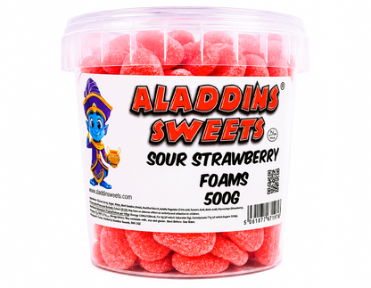 500g - 1kg Sour Strawberry Foams - Halal - Aladdins Sweets - Retro Pick n Mix Jellies