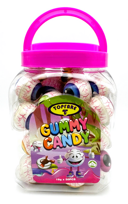Eye Ball Gummy Juicy Strawberry Filled Sweets 50 x 18g Jar Halal Kids Party Bags Fillers