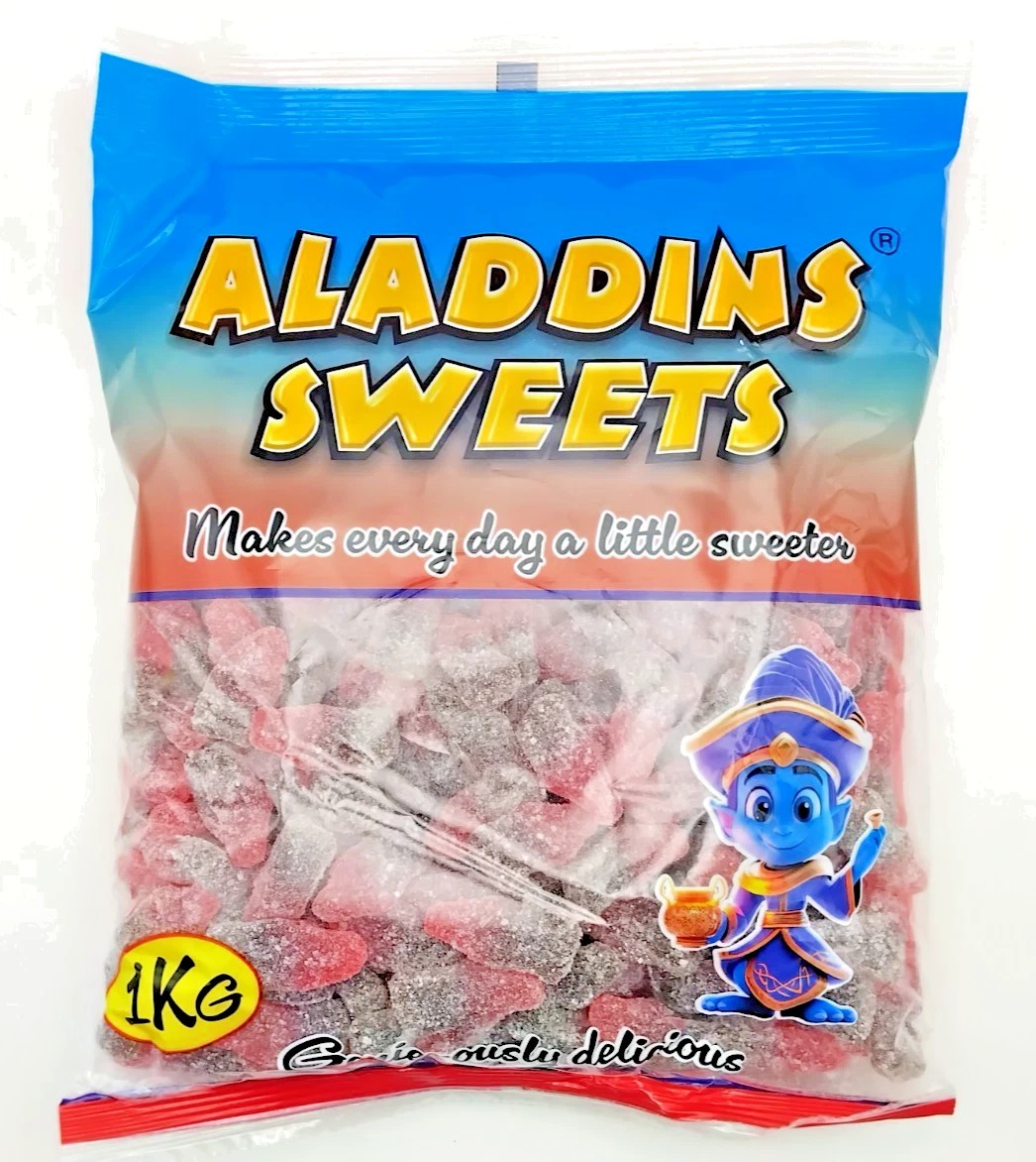 1kg Halal Fizzy Sour Cherry Cola Bottles Jelly Aladdin Sweets