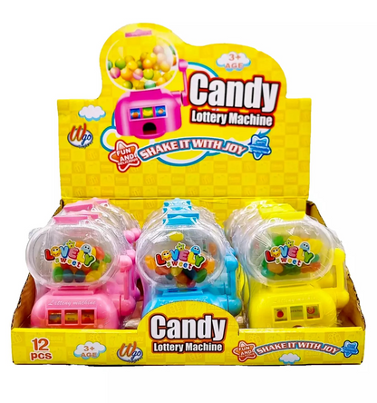 PACK OF 12 CANDY LOTTERY MACHINE TOYS