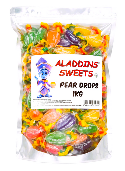 Pear Drops Hard Boiled Sweets Pick N Mix - 500g, 1kg & 3kg Retro Bulk Candy - Aladdins Sweets