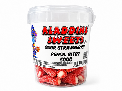 500g & 1kg Sour Strawberry Liquorice Pencil Tube Bites - Retro Halal Sweets - Kids Party Cones Gifts