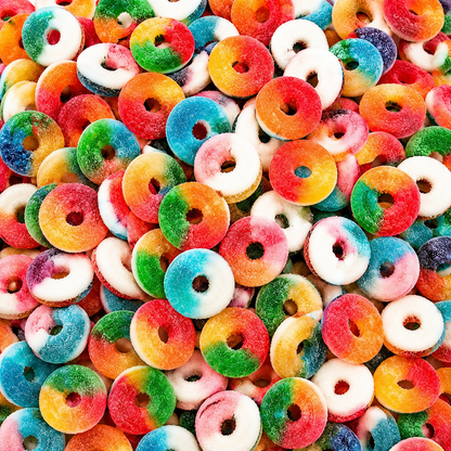 500g Sour Mixed Rings Jellies, Halal Aladdins Sweets Jelly Tub