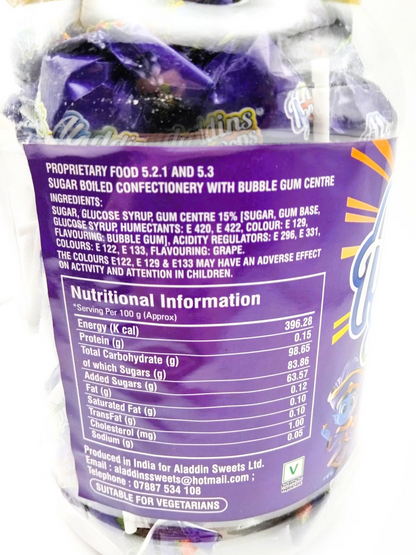 Aladdins Super Pops 60 x Lollipops Bubblegum Centre Grape Flavour Lollies