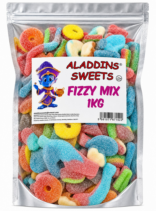 1kg Fizzy Sour Pick n Mix Halal Jelly Aladdins Sweets Assorted Jellies