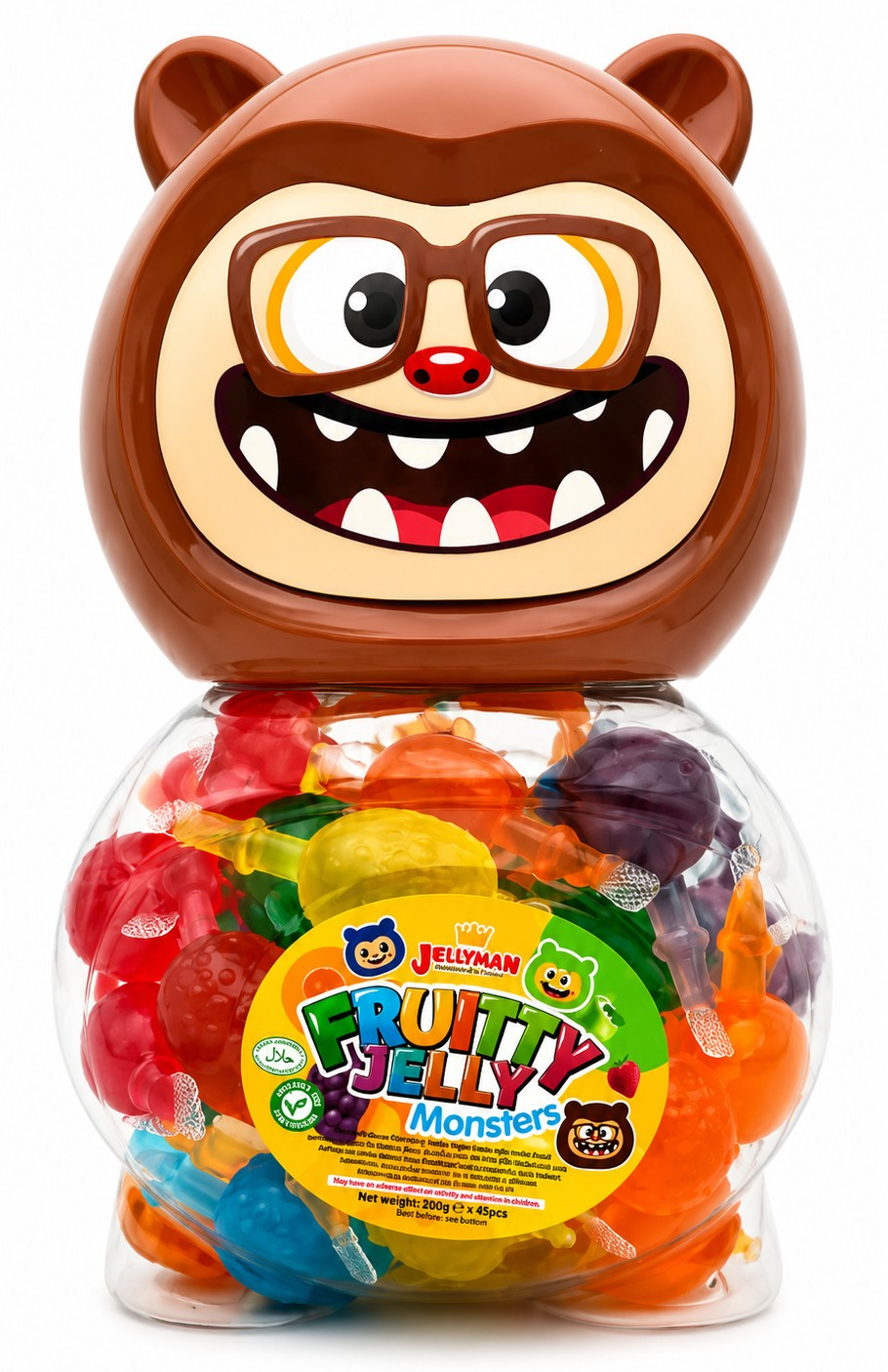 Fruity Jelly Monsters Money Box Jar Halal Vegetarian Jellies Gift Party Sweets