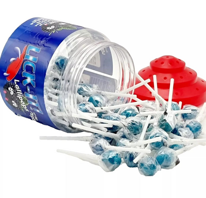 Lick It Lollipops Blue Sour Raspberry 150 x Lollies Kids Party Bags Halal sweets