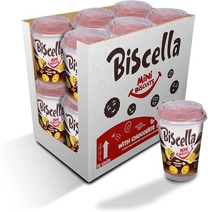 Biscella Mini Chocolate Filled Biscuits, 125g (Pack of 6 or 12)