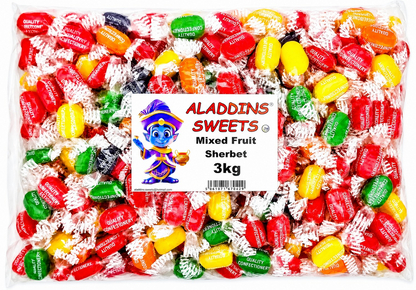 Mixed Fruit Sherbet Centre Boiled Sweets - Pick N Mix 1kg 3kg 500g Tub Candy - Aladdins Sweets Bulk Buy
