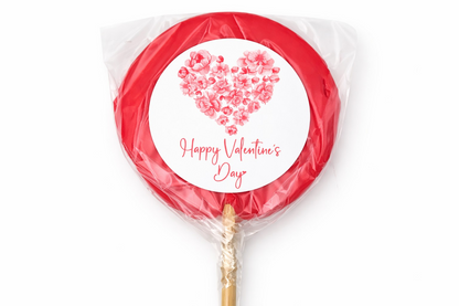 Valentine's Day 30g Large Red Round Lollipop Sweet Candy Love Heart Gift - Vegan Hala