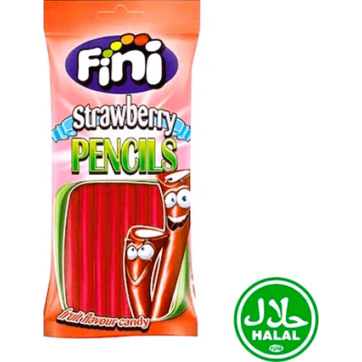 Pack of 12 Fini Halal Strawberry Pencils Fruit Flavour Candy