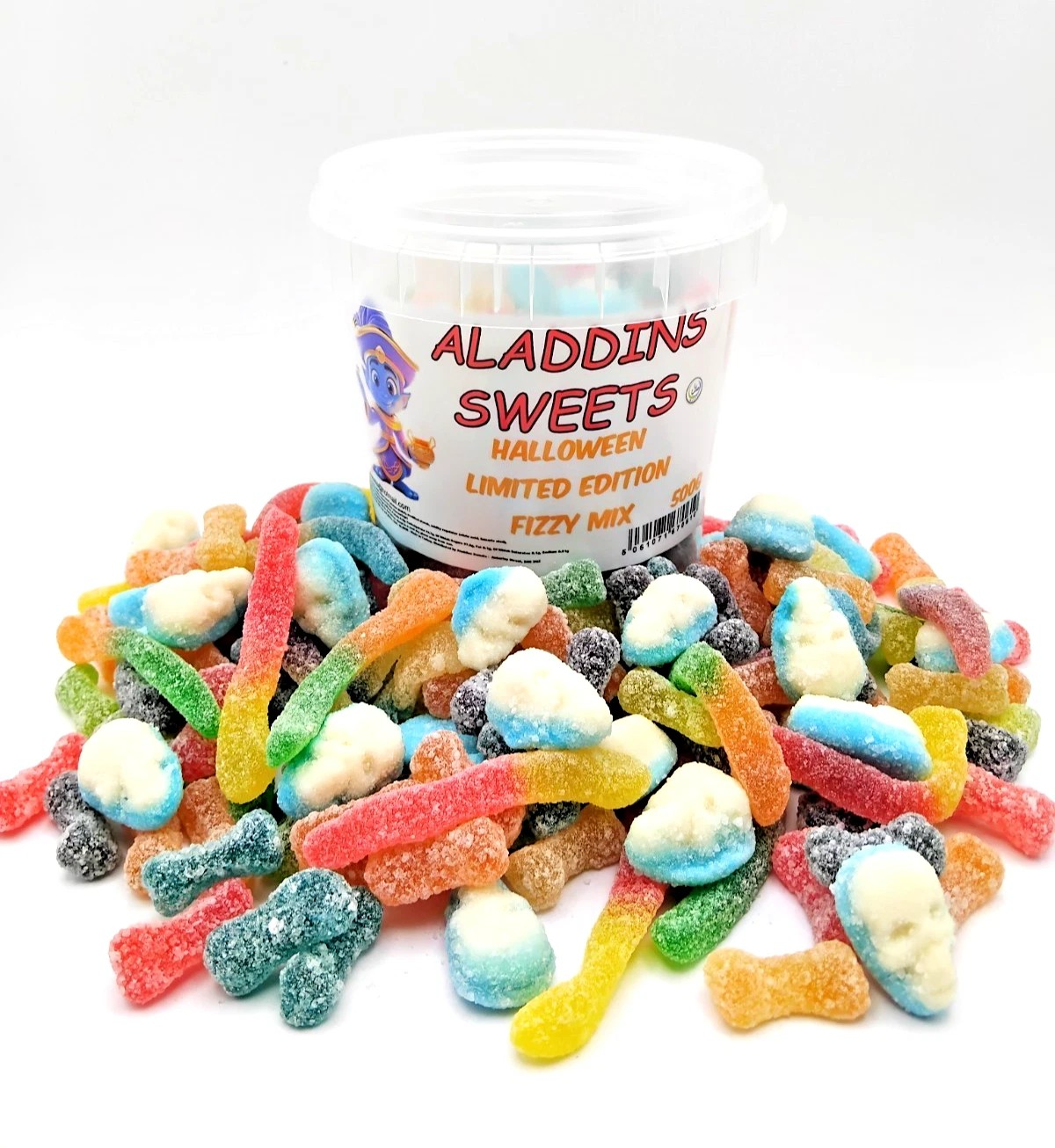 Halloween Spooky Jellies - Jelly Mix, Fizzy Mix, Jelly & Fizz Mix - 500g Tub - Halal - Aladdins Sweets