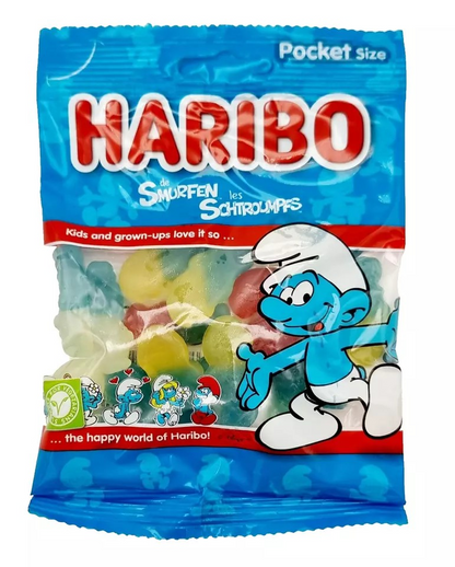 Haribo Smurfs (De Smurfen) Sweet Gummy Jellies 75g bags Vegetarian (Halal suitable)