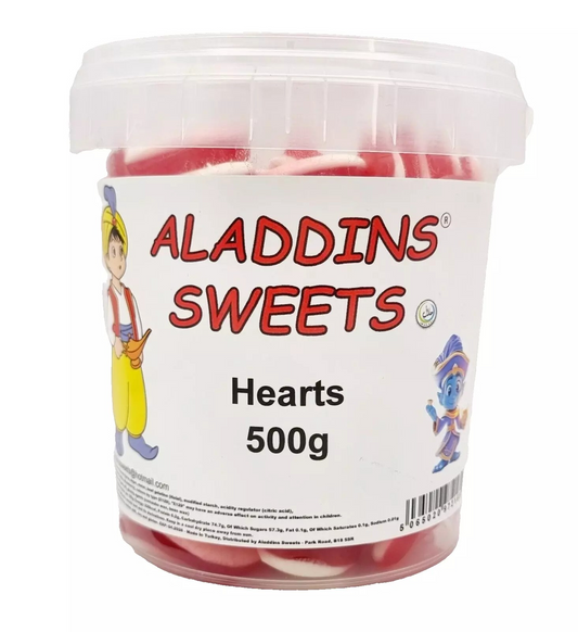 500g Hearts Jellies, Halal Aladdins Sweets Tub