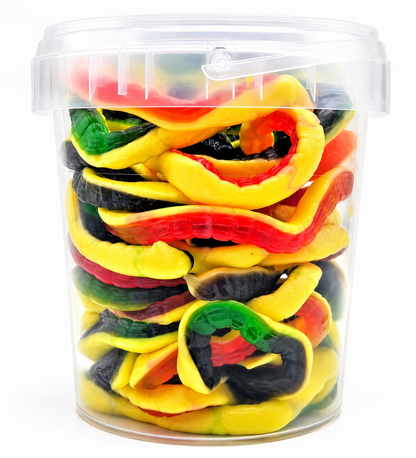 500g Jelly Yellow Bellied Anaconda Snakes Jellies - Halal Jelly - Aladdins Sweets Tubs