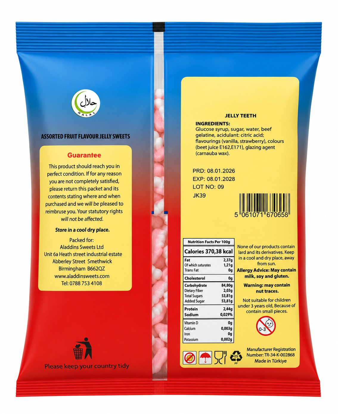 1kg Halal Foam Teeth Jelly Sweets Bulk Bag Pick n Mix Aladdins Sweets Bulk Buy
