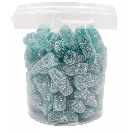 500g Sour Blue Bottles Jellies, Halal Aladdins Sweets Tub