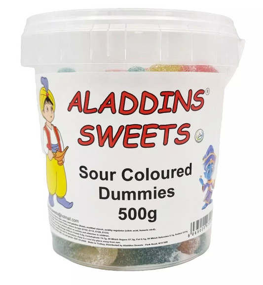 500g Sour Coloured Dummies Jellies, Halal Aladdins Sweets Tub