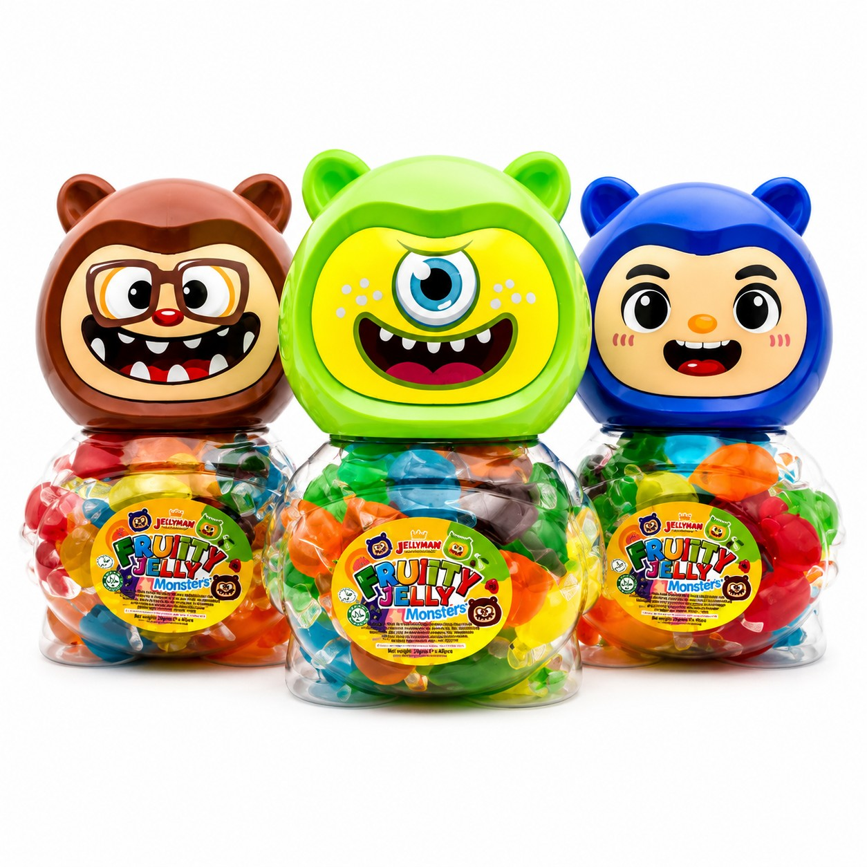Fruity Jelly Monsters Money Box Jar Halal Vegetarian Jellies Gift Party Sweets