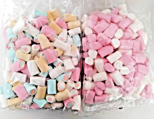 2kg Large Rainbow & Pink & White Marshmallows CLEARANCE BULK BUY BBE 07/25 Halal