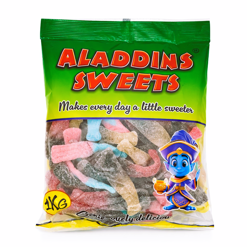 Sour Large Mixed Bottles - Halal - 500g / 1kg - Aladdins Sweets - Bulk Buy Fizzy Jellies - Gifts