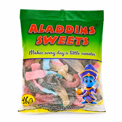 Sour Large Mixed Bottles - Halal - 500g / 1kg - Aladdins Sweets - Bulk Buy Fizzy Jellies - Gifts