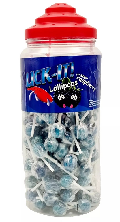Lick It Lollipops Blue Sour Raspberry 150 x Lollies Kids Party Bags Halal sweets