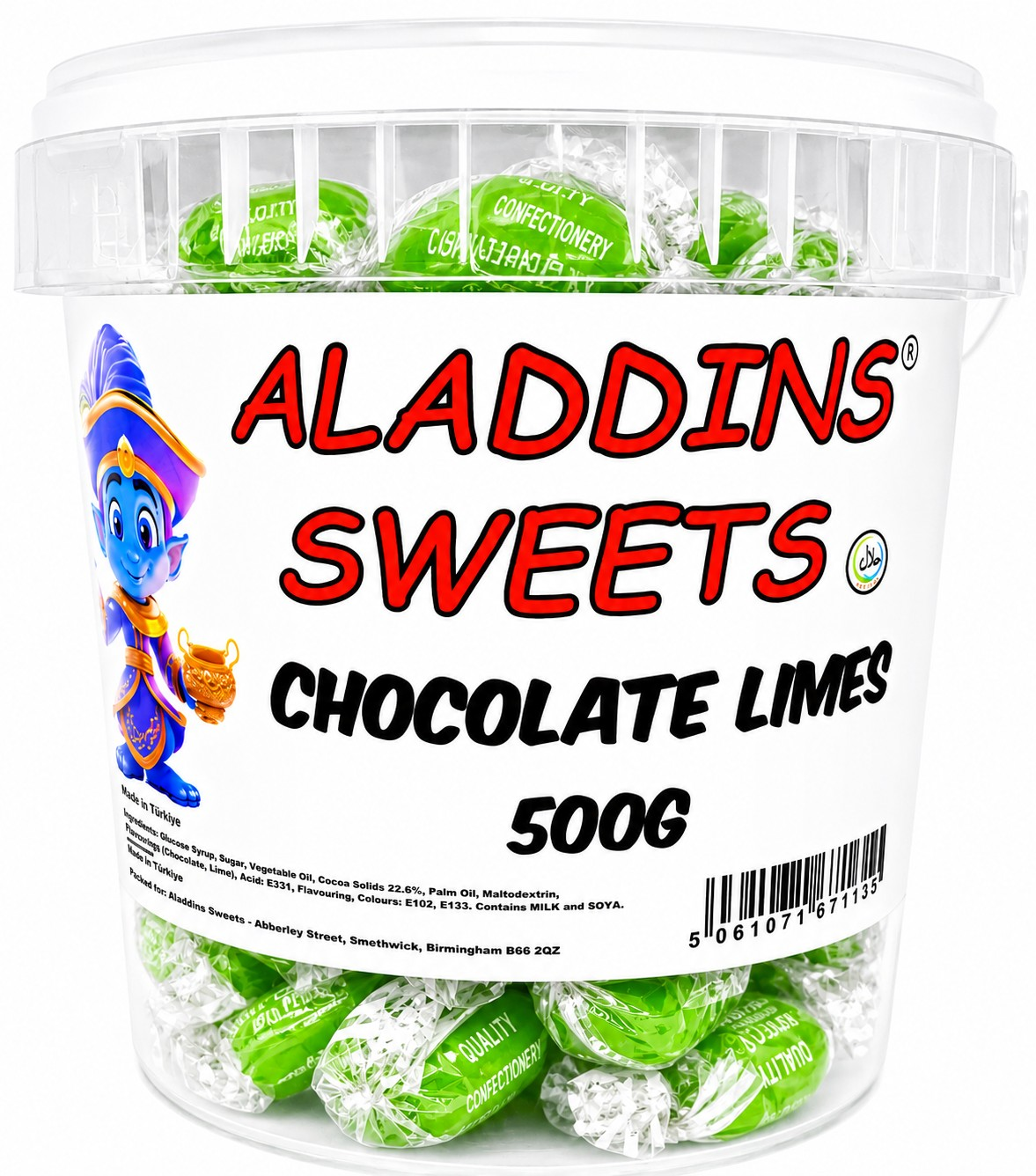 Chocolate Limes - Chocolate Filled Centre Boiled Sweets - Pick N Mix 1kg 3kg 500g Tub Candy - Choc Limes - Aladdins Sweets Bulk Buy