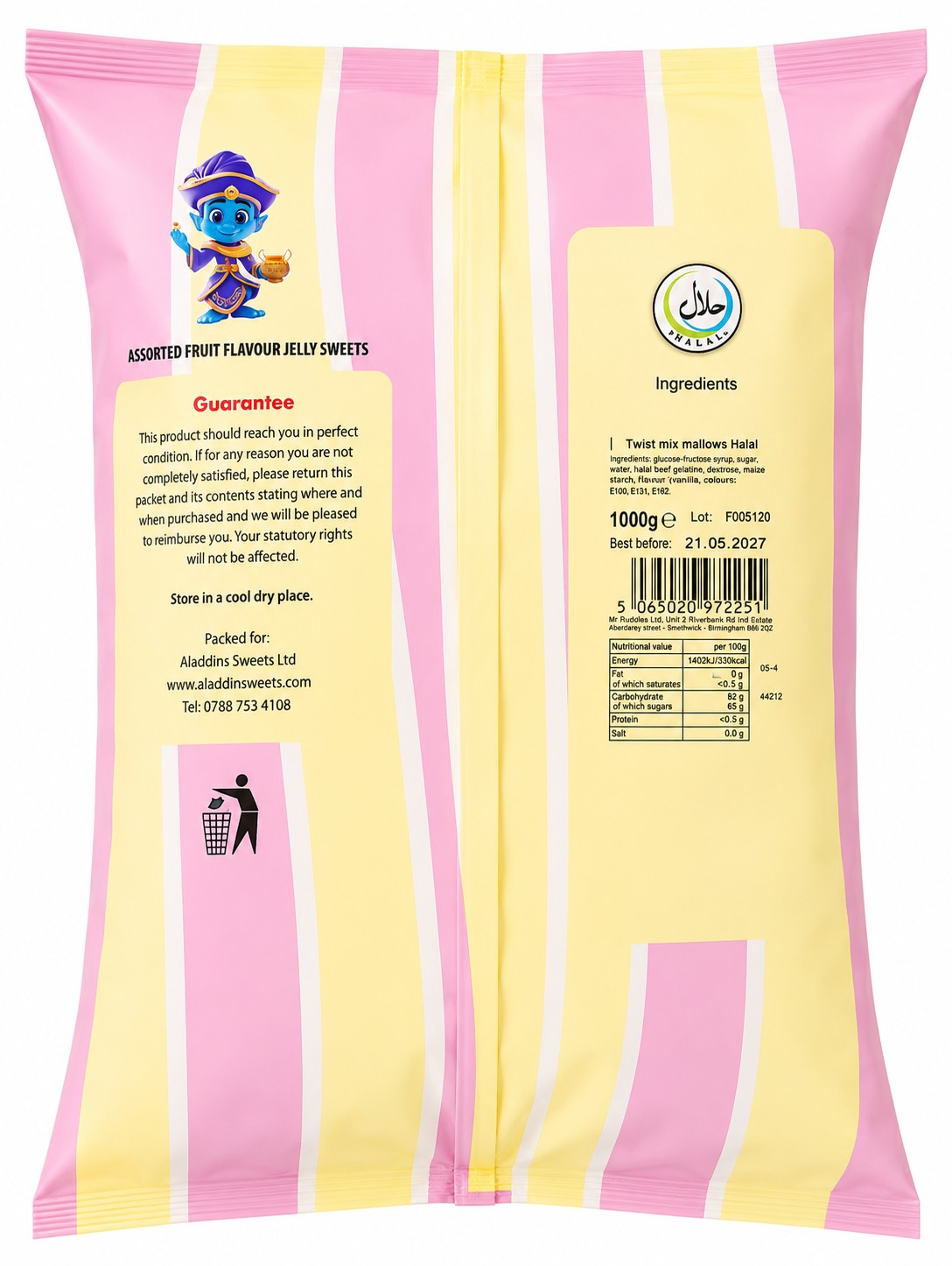 1kg Rainbow Twist Marshmallows - Halal - Aladdins Sweets