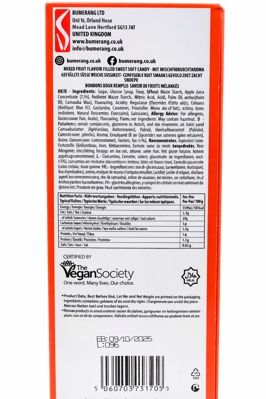 Pack of 12 x 150g Gummy Land Jelly Mix Fruit Pencils - Halal - Vegan