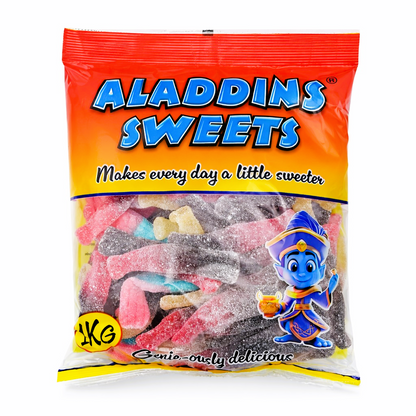 Sour Large Mixed Bottles - Halal - 500g / 1kg - Aladdins Sweets - Bulk Buy Fizzy Jellies - Gifts