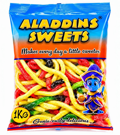 1kg Halal Yellow Bellied Anaconda Snakes Jelly Sweets Bulk Bag Pick n Mix Aladdins Sweets Jellies
