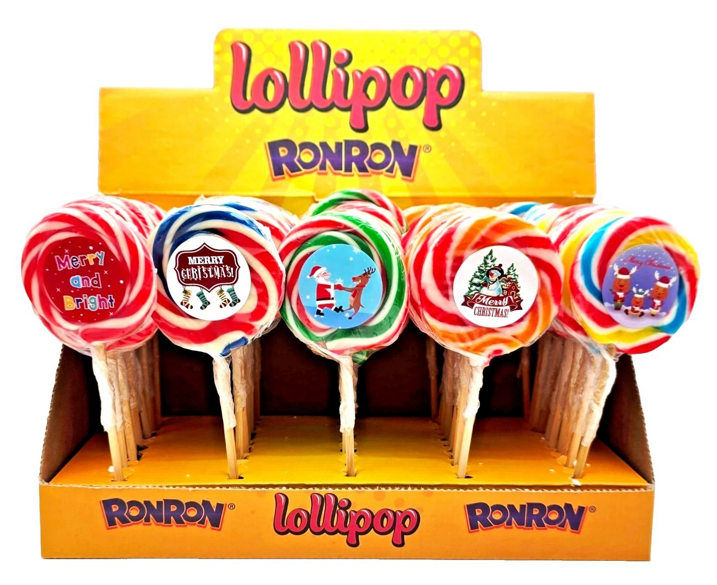 Christmas Large Fruity Lollipops - Party Bags & Gifts Sweets - Halal - Vegan Lollies - Snacks Candy