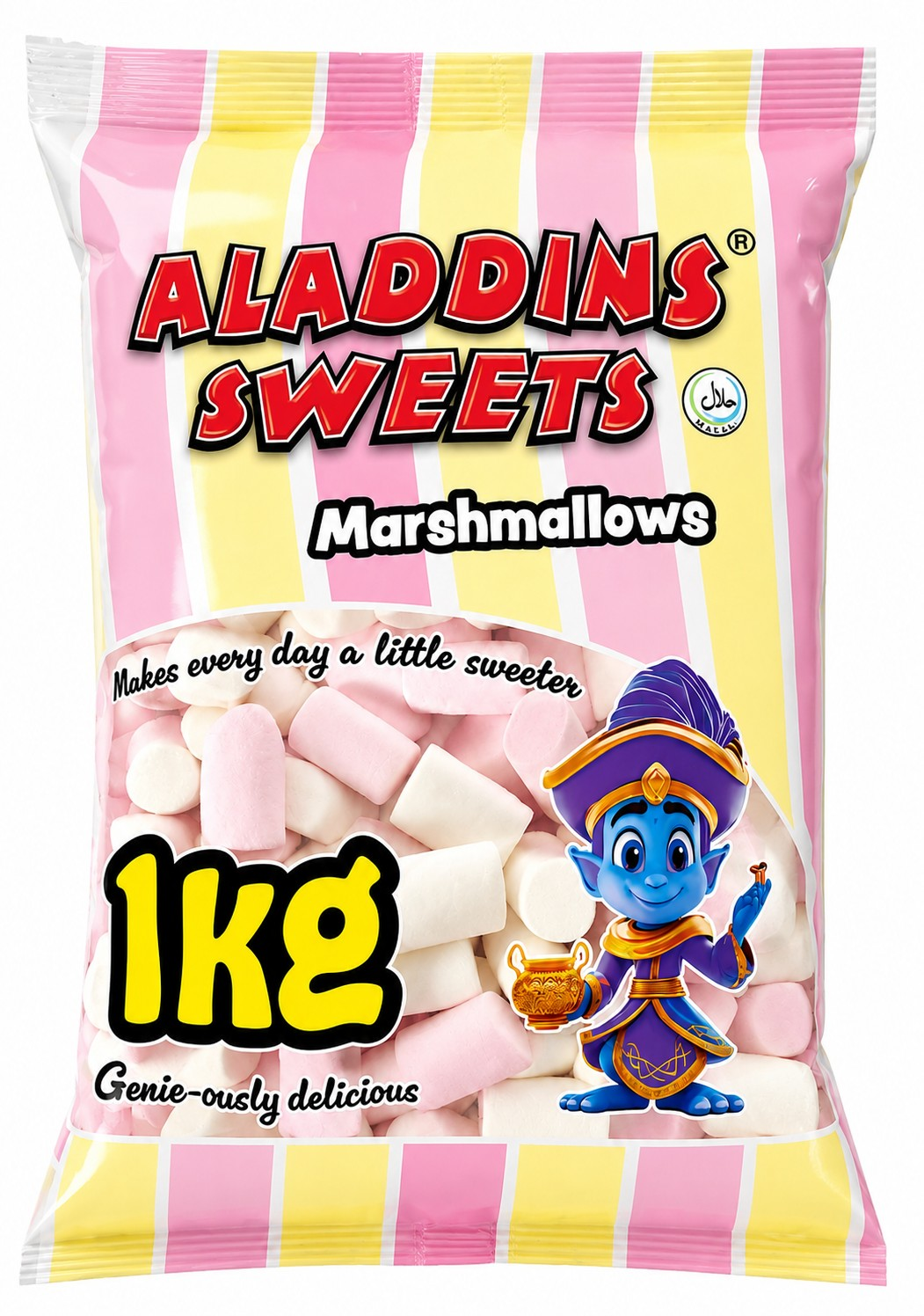 1kg Pink & White Large Marshmallows - Halal - Aladdins Sweets