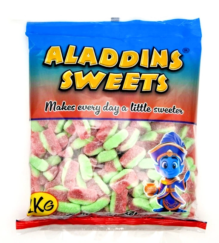 1kg Fizzy Sour Jelly Watermelon Slices Halal Aladdin Sweets