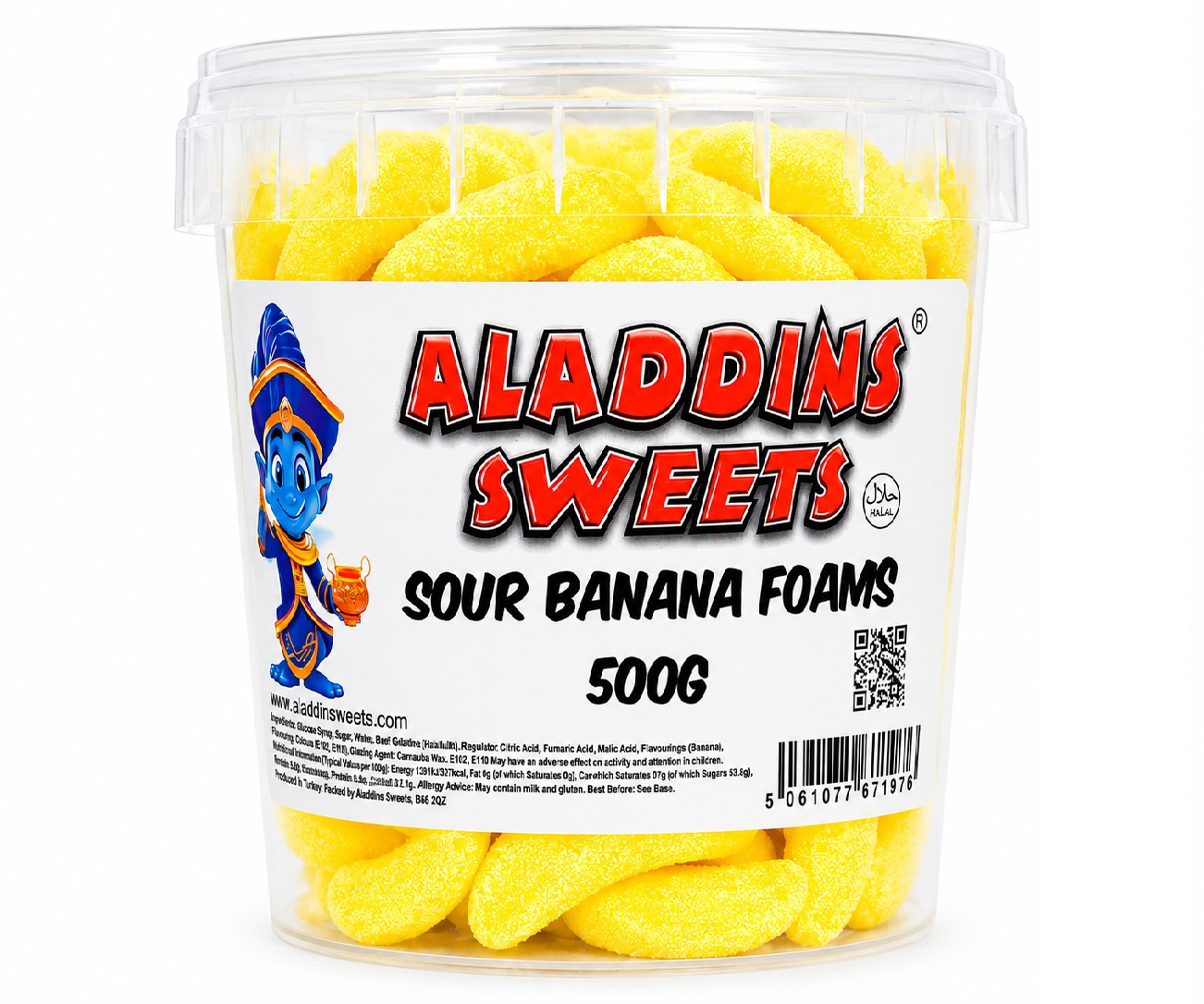 500g - 1kg Sour Banana Foams - Halal - Aladdins Sweets - Retro Pick n Mix Jellies