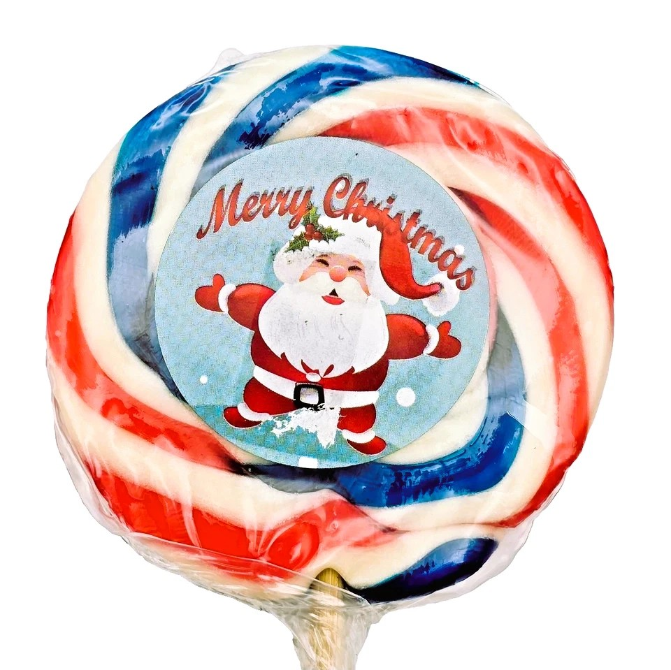 Christmas Large Fruity Lollipops - Party Bags & Gifts Sweets - Halal - Vegan Lollies - Snacks Candy