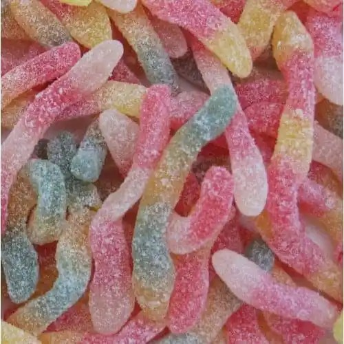 500g Sour Big Worms Jellies, Halal Aladdins Sweets Jelly Tub