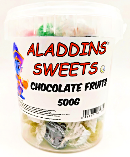 Chocolate Fruits - Chocolate Filled Centre Boiled Sweets - Pick N Mix 1kg 3kg 500g Tub Candy - Choc Fruits - Aladdins Sweets Bulk Buy