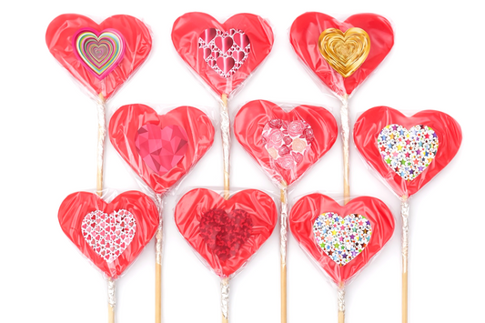 Valentine's Day 30g Red Heart Lollipop Sweet Candy Love Heart Gift - Vegan Halal