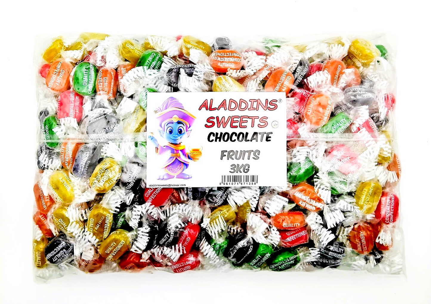 Chocolate Fruits - Chocolate Filled Centre Boiled Sweets - Pick N Mix 1kg 3kg 500g Tub Candy - Choc Fruits - Aladdins Sweets Bulk Buy