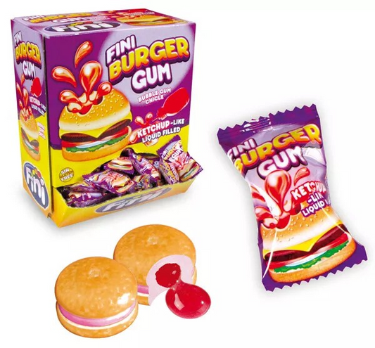 FINI BURGER GUM LIQUID CENTRE BUBBLEGUM 200 PIECES