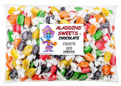 Chocolate Fruits Boiled Sweets with Chocolate Centre | Retro Pick N Mix Candy | Bulk Buy 500g Tub, 1kg & 3kg Bags | Aladdins Sweets