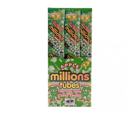 PACK OF 12 HALAL MILLIONS APPLE FLAVOUR CHEW TUBES