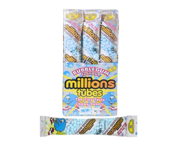 PACK OF 12 HALAL MILLIONS BUBBLEGUM CHEW TUBES