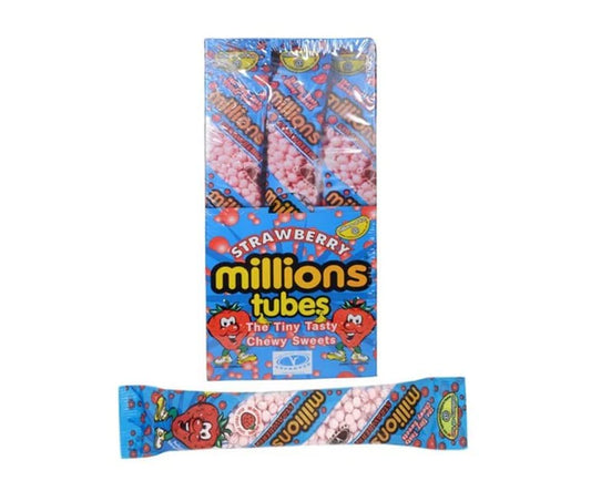 PACK OF 12 HALAL MILLIONS STRAWBERRY CHEW TUBES